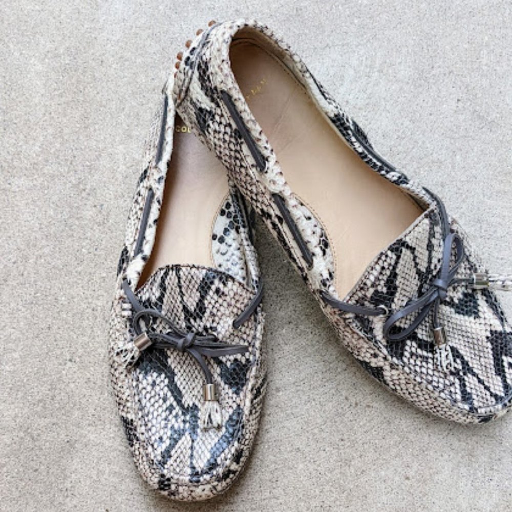 Women’s Snake-Print Loafers in Neutral Tones